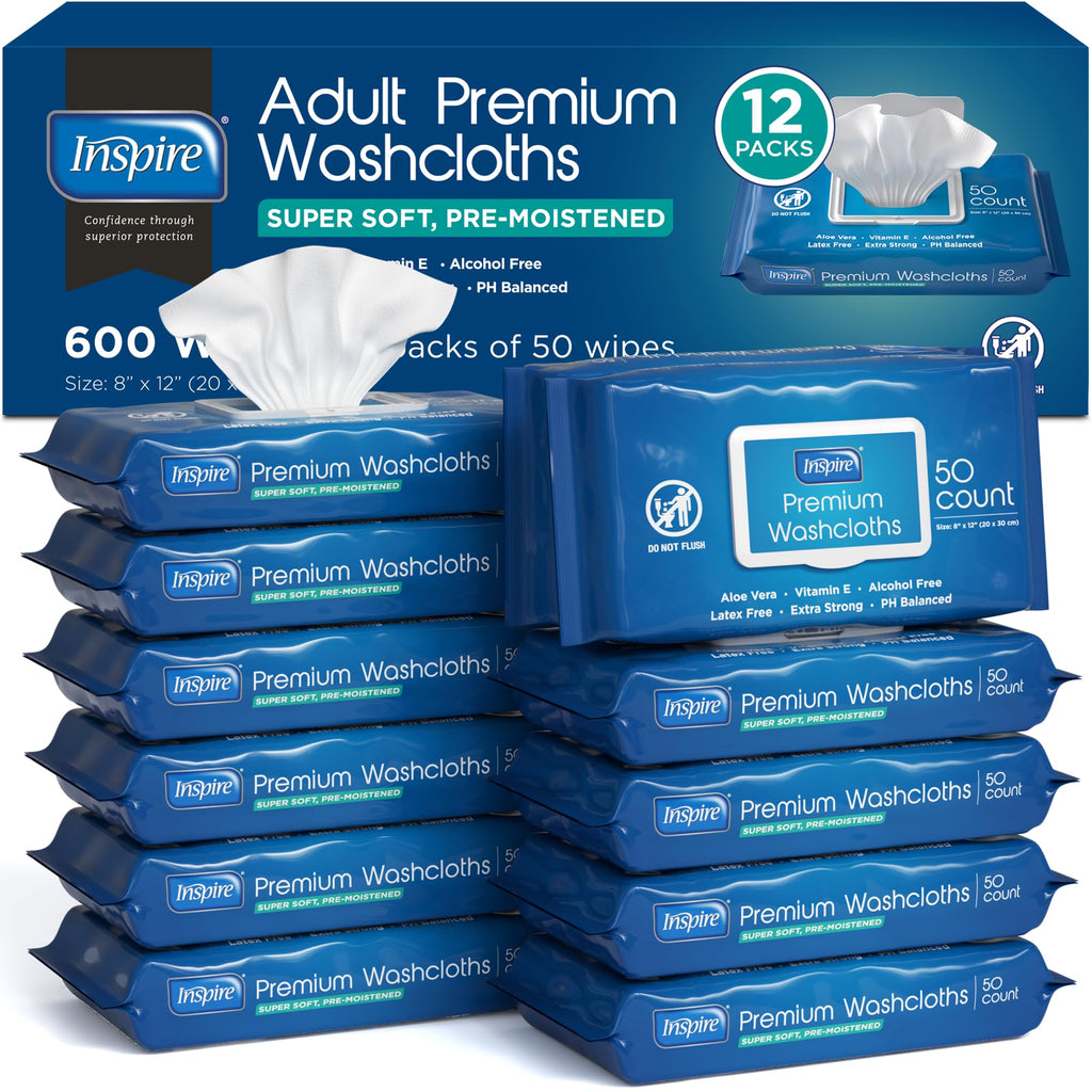 Inspire Adult Wet Wipes - Hypoallergenic 8x12 in

