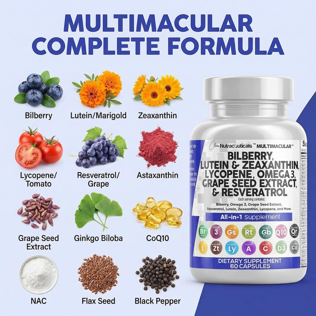 Clean Nutra Eye Vitamins with Bilberry Lutein and Zeaxanthin

