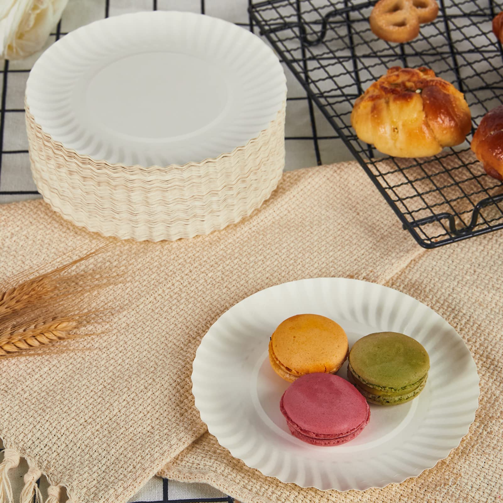 FOCUSLINE Paper Plates White Uncoated Disposable

