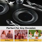 FOCUSLINE Clear Plastic Plates Heavy Duty Disposable

