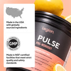 Legion Pulse Pre Workout Supplement - Natural Creatine Free

