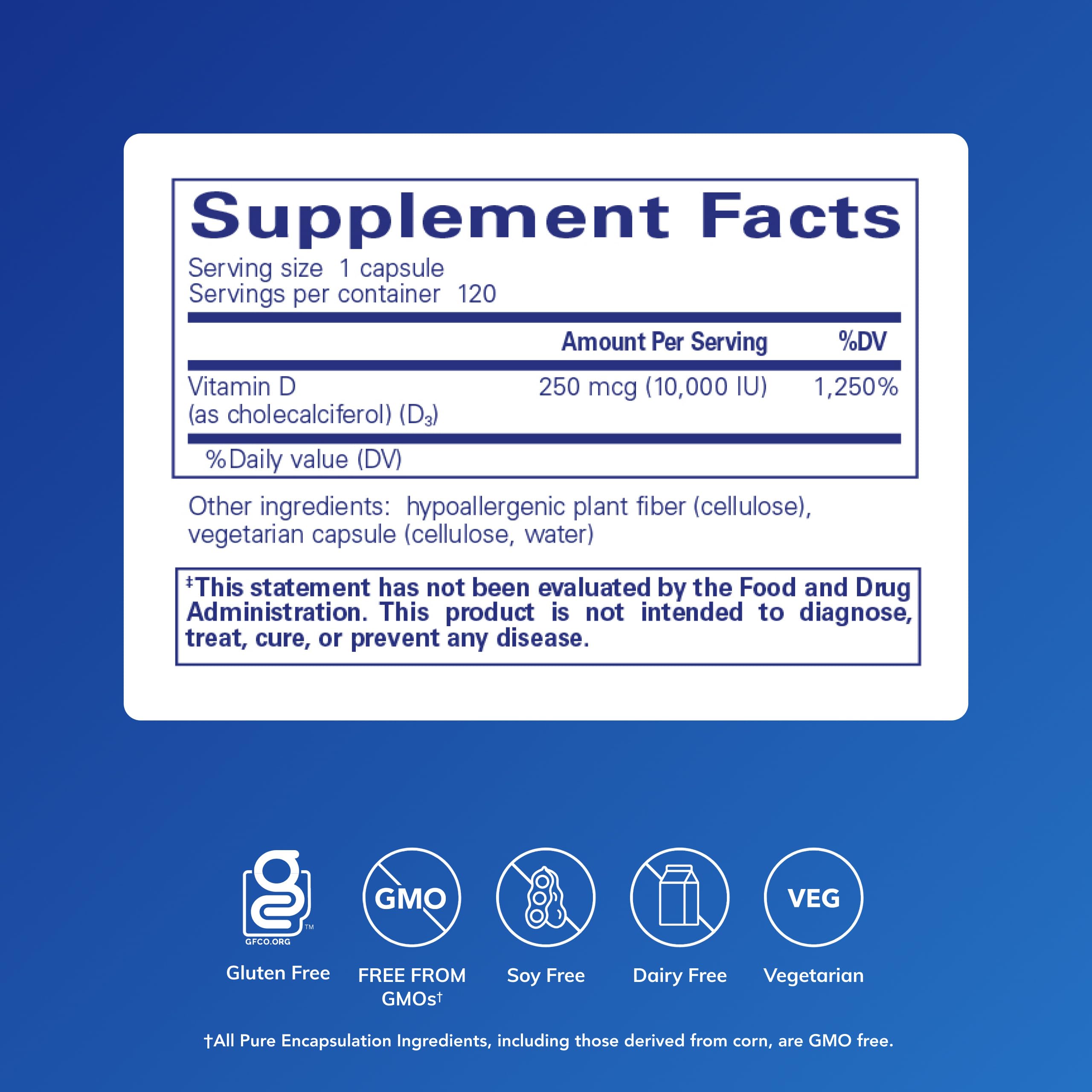 Pure Encapsulations Vitamin D3 250 mcg Immune & Bone Health

