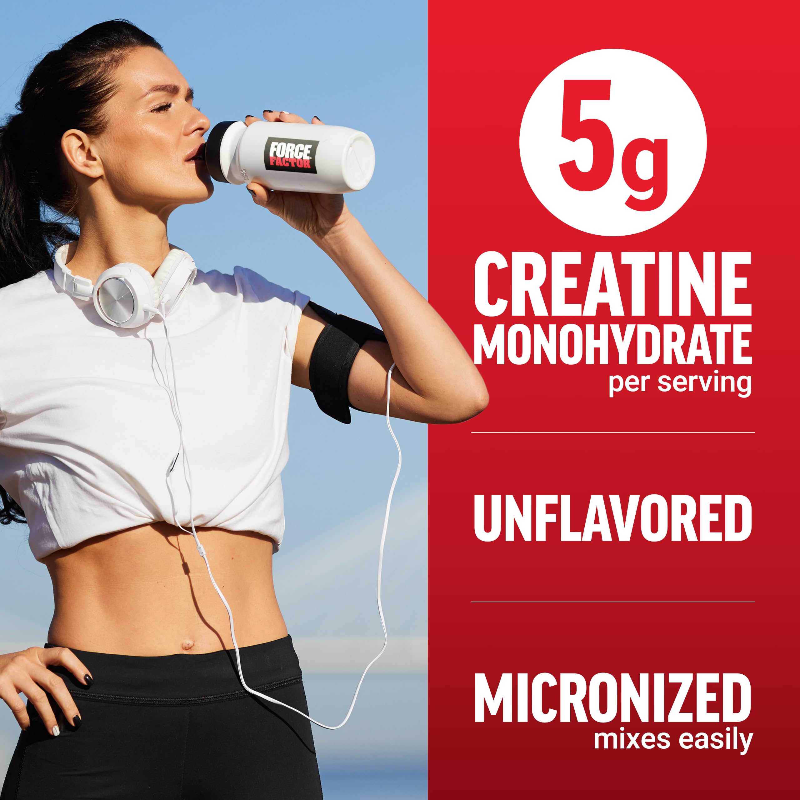 Force Factor Creatine Monohydrate Powder – Micronized 5g Dose

