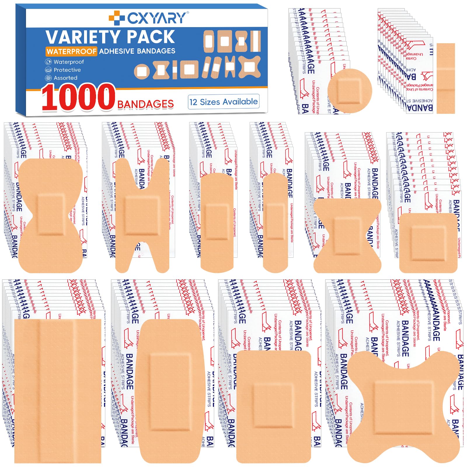 CXYARY Assorted Bandages Latex-Free Waterproof

