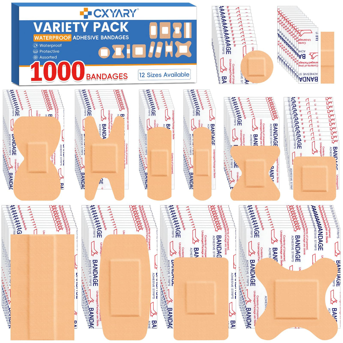 CXYARY Assorted Bandages Latex-Free Waterproof