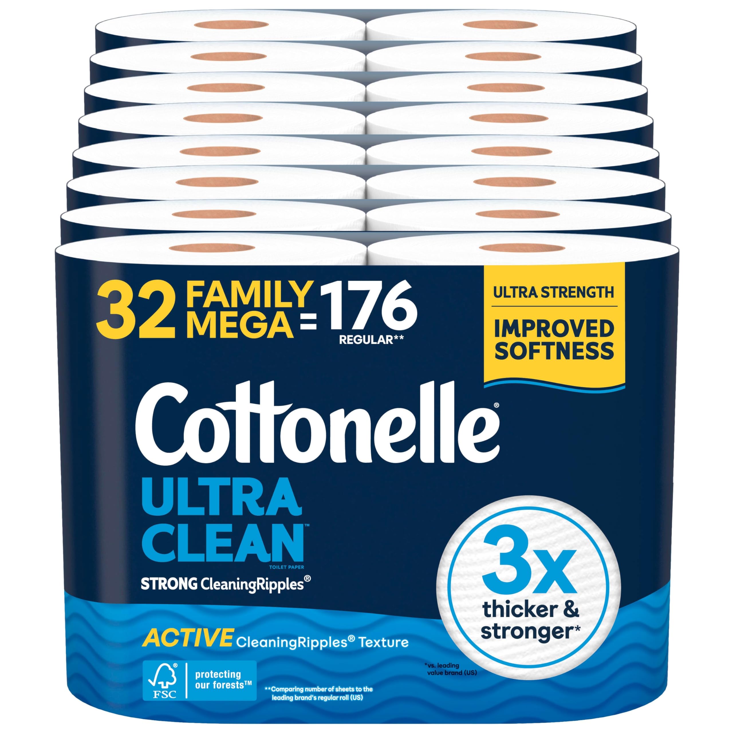 Cottonelle Ultra Clean Toilet Paper with CleaningRipples

