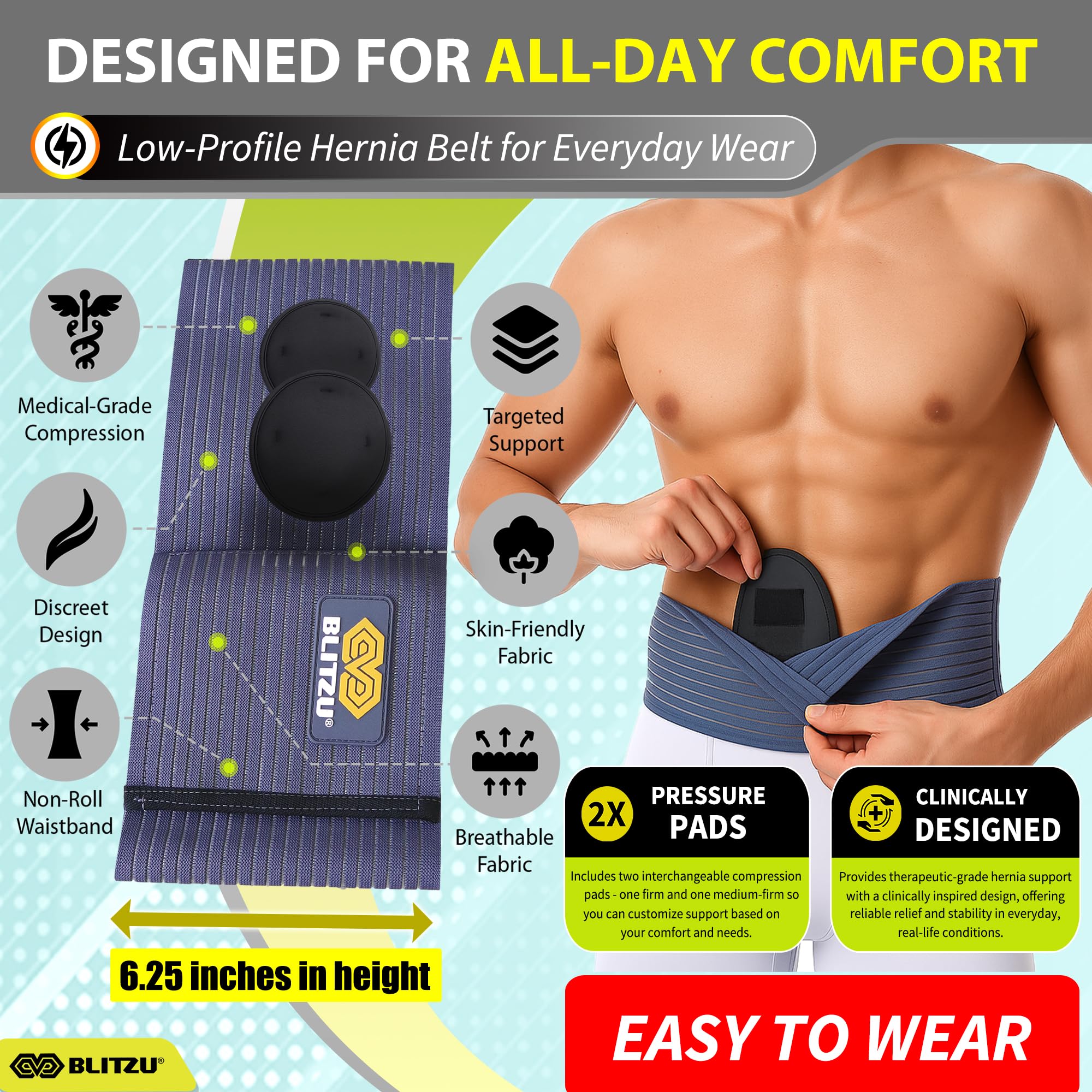 BLITZU Umbilical Hernia Belt - Abdominal Support

