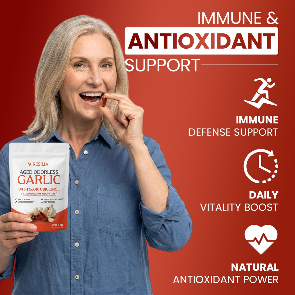 Resilia Aged Garlic Softgels with CoQ10 Ubiquinol MK7

