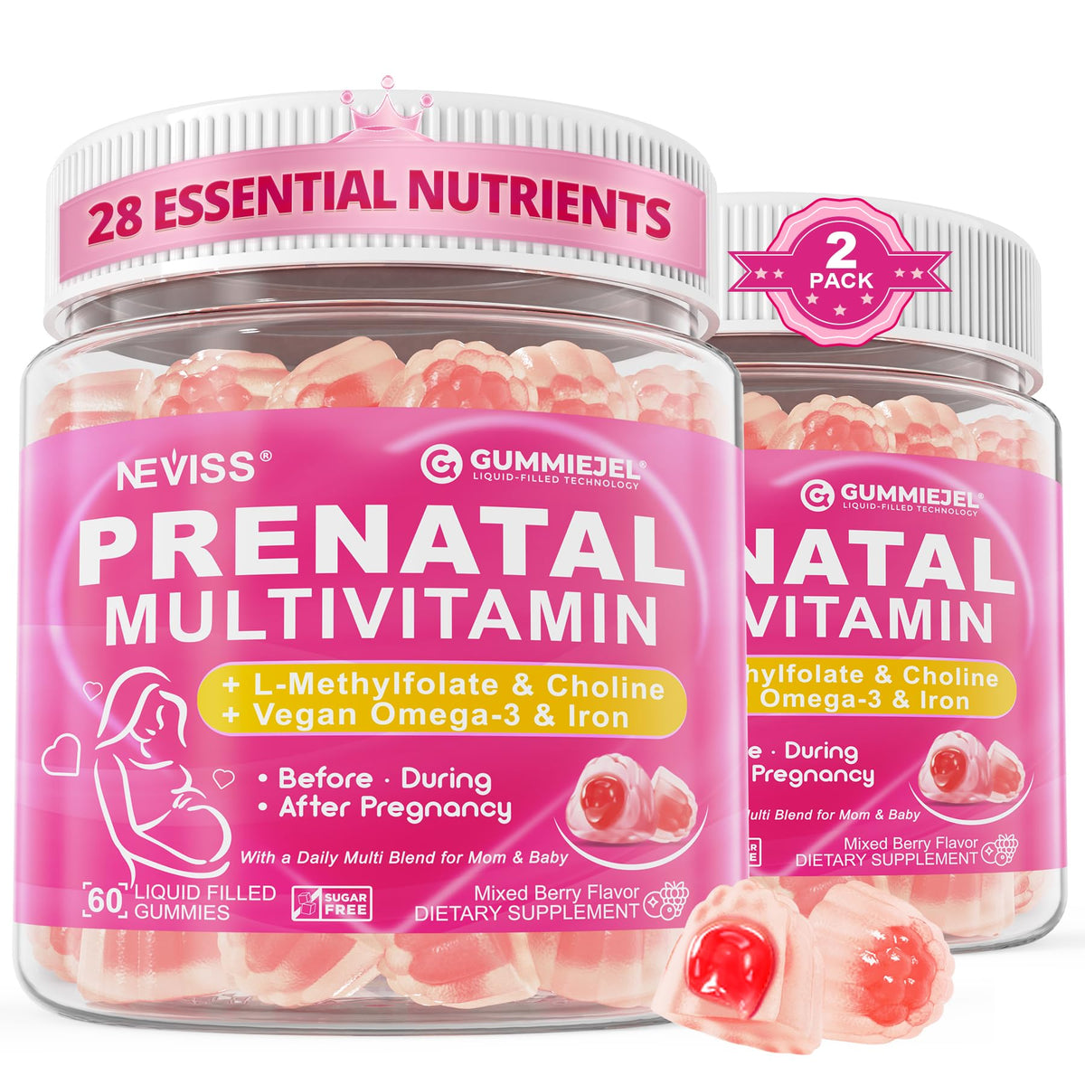 Prenatal to Postnatal Vitamin Gummies with Methylfolate & Omega-3