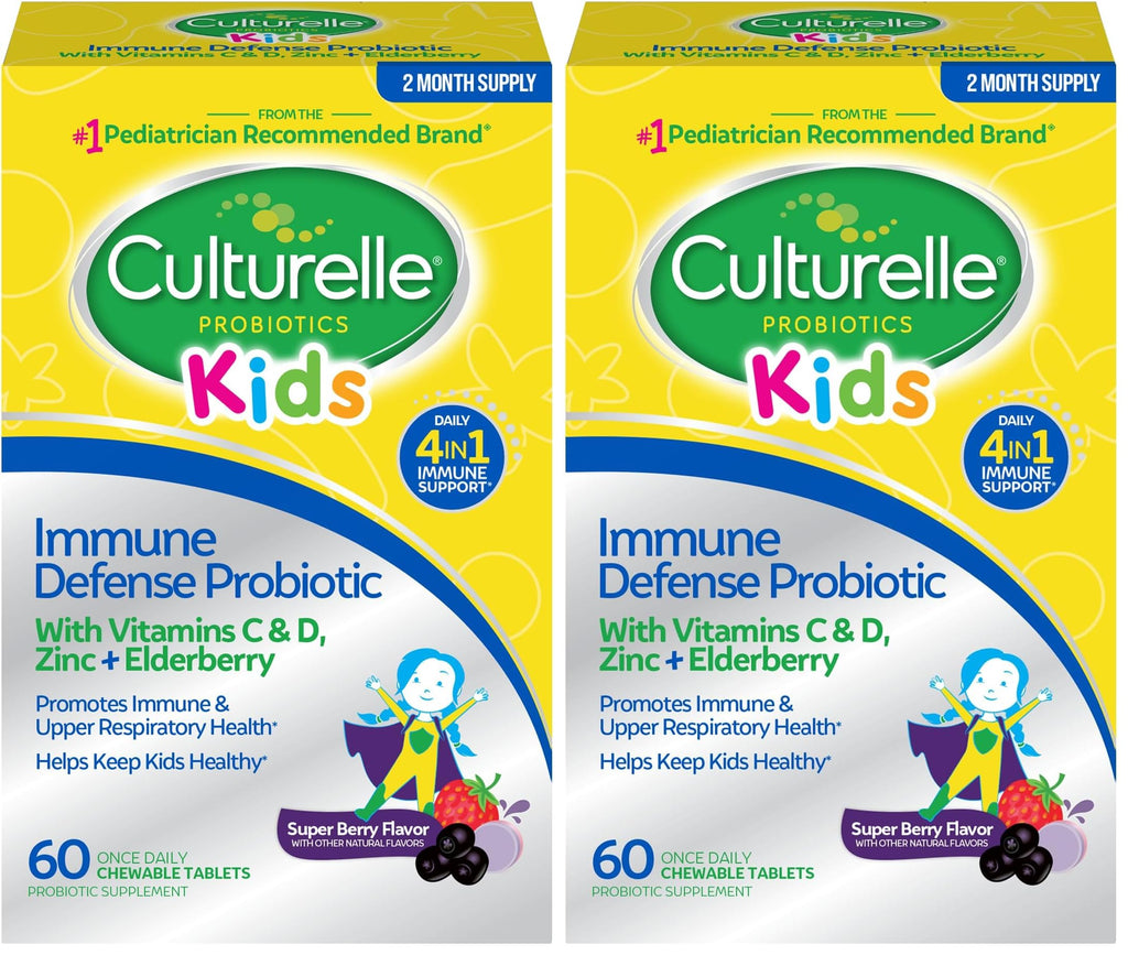 Culturelle Kids Immune Defense Probiotic with Vitamins C & D, Zinc & Elderberry - Berry Chewables