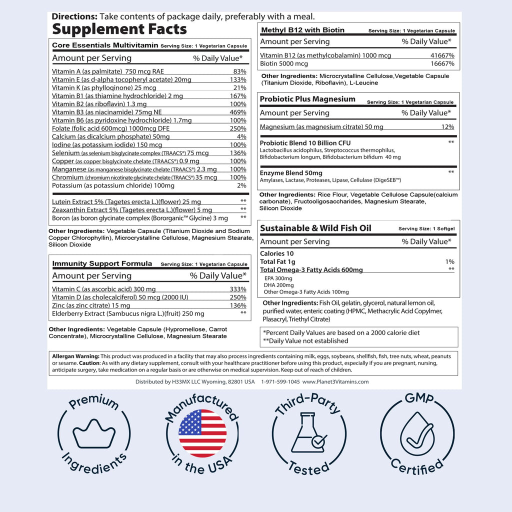 Planet 3 Daily Multivitamin for Immune, Heart & Eye Health

