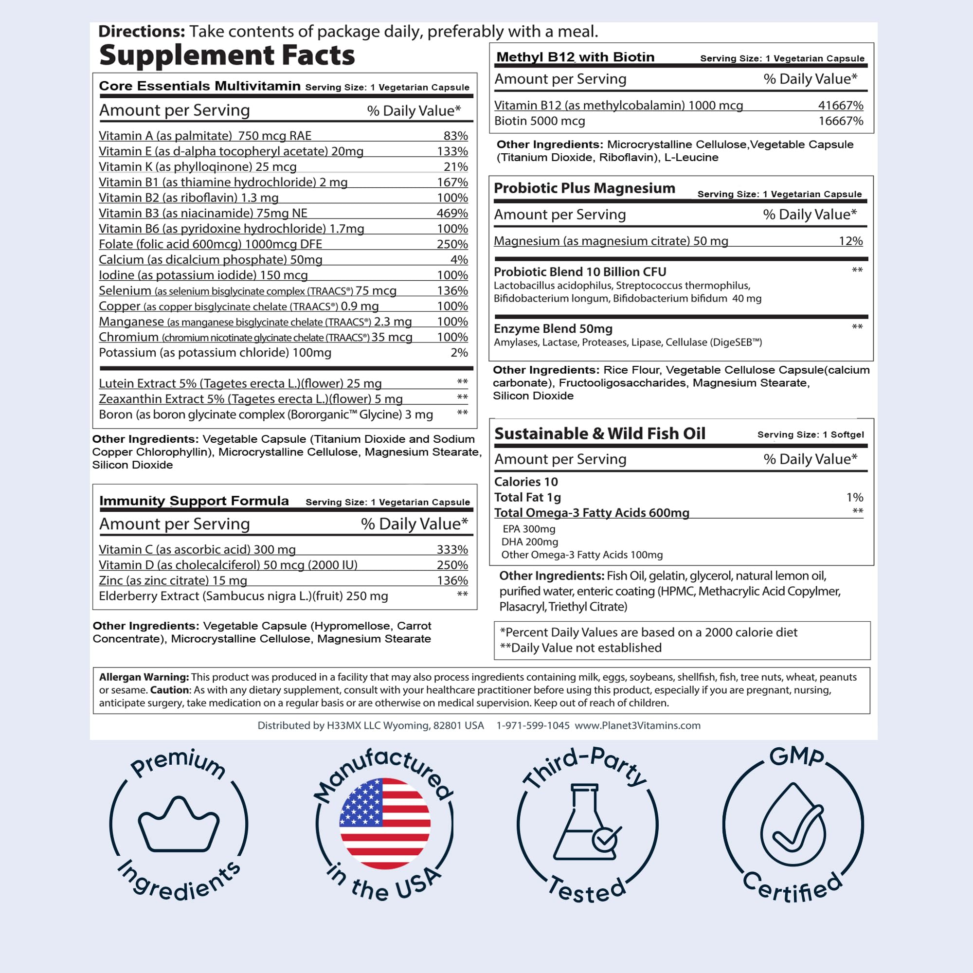 Planet 3 Daily Multivitamin for Immune, Heart & Eye Health

