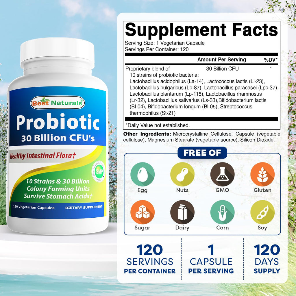 Best Naturals Probiotic 10 Strains 30B CFU - Vegetarian

