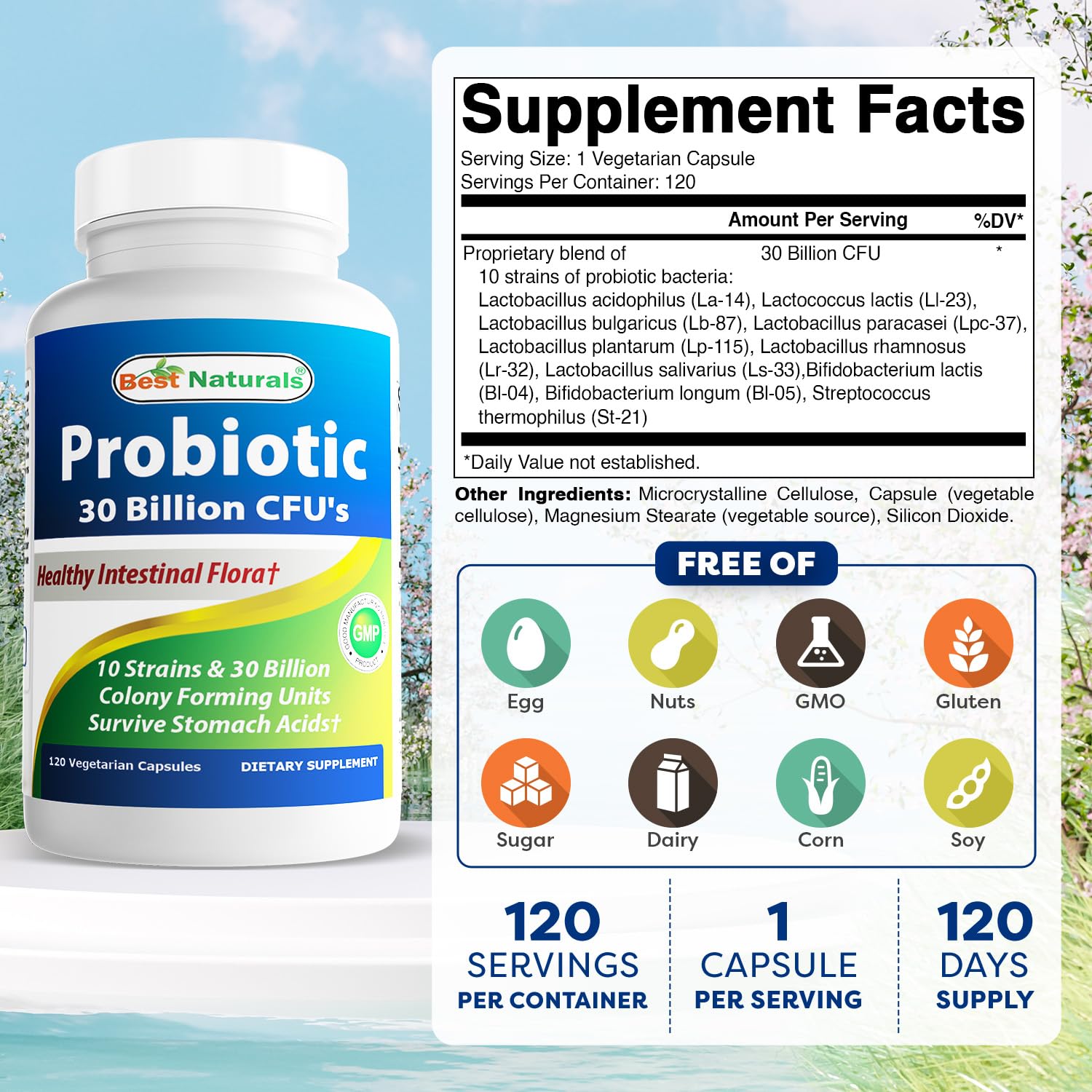 Best Naturals Probiotic 10 Strains 30B CFU - Vegetarian

