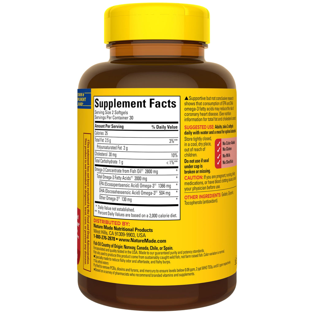 Nature Made Omega-3 Fish Oil Softgels - Omega-3 Supplement


