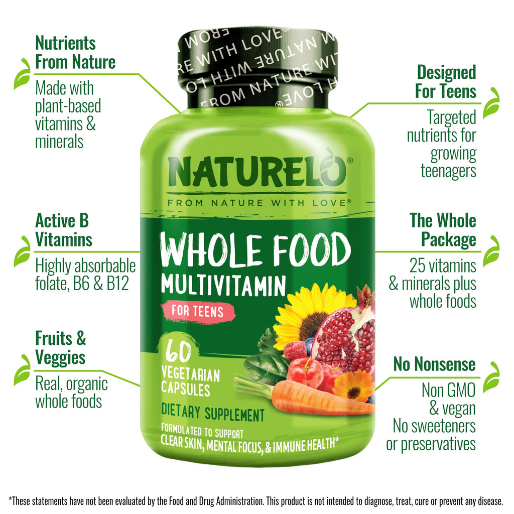 NATURELO Teen Multivitamin for Girls & Boys | Plant-Based

