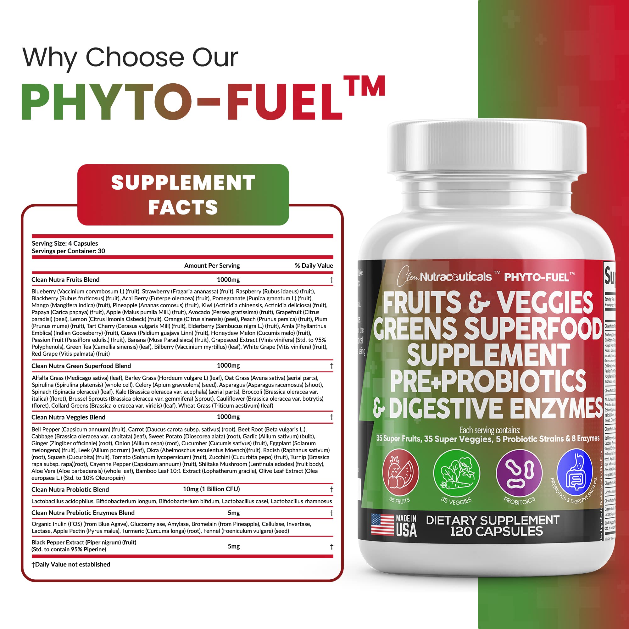Clean Nutraceuticals Fruits & Veggies Superfood Probiotics

