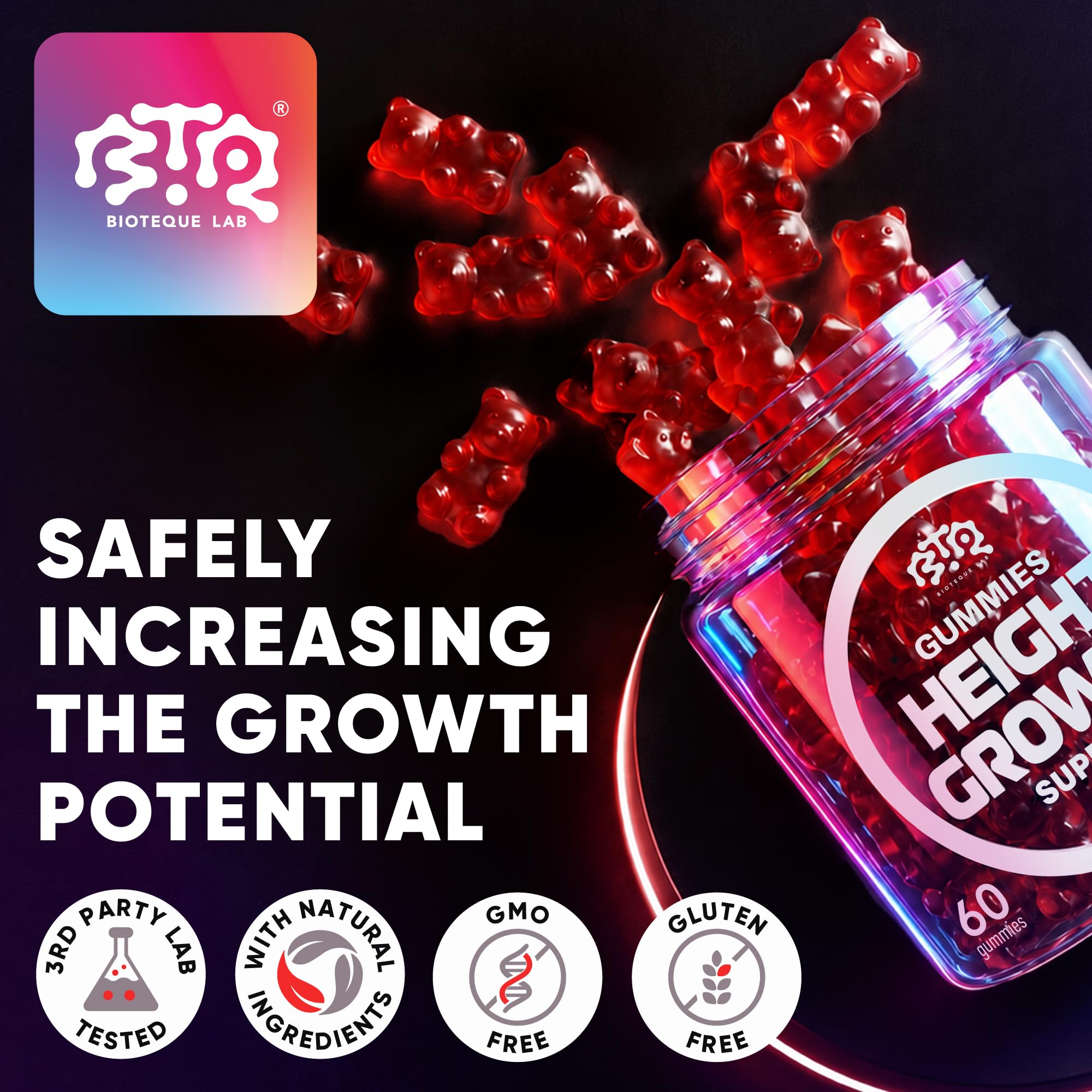 Bioteque Labs Height Growth Gummies – Vitamin & Mineral Supplement

