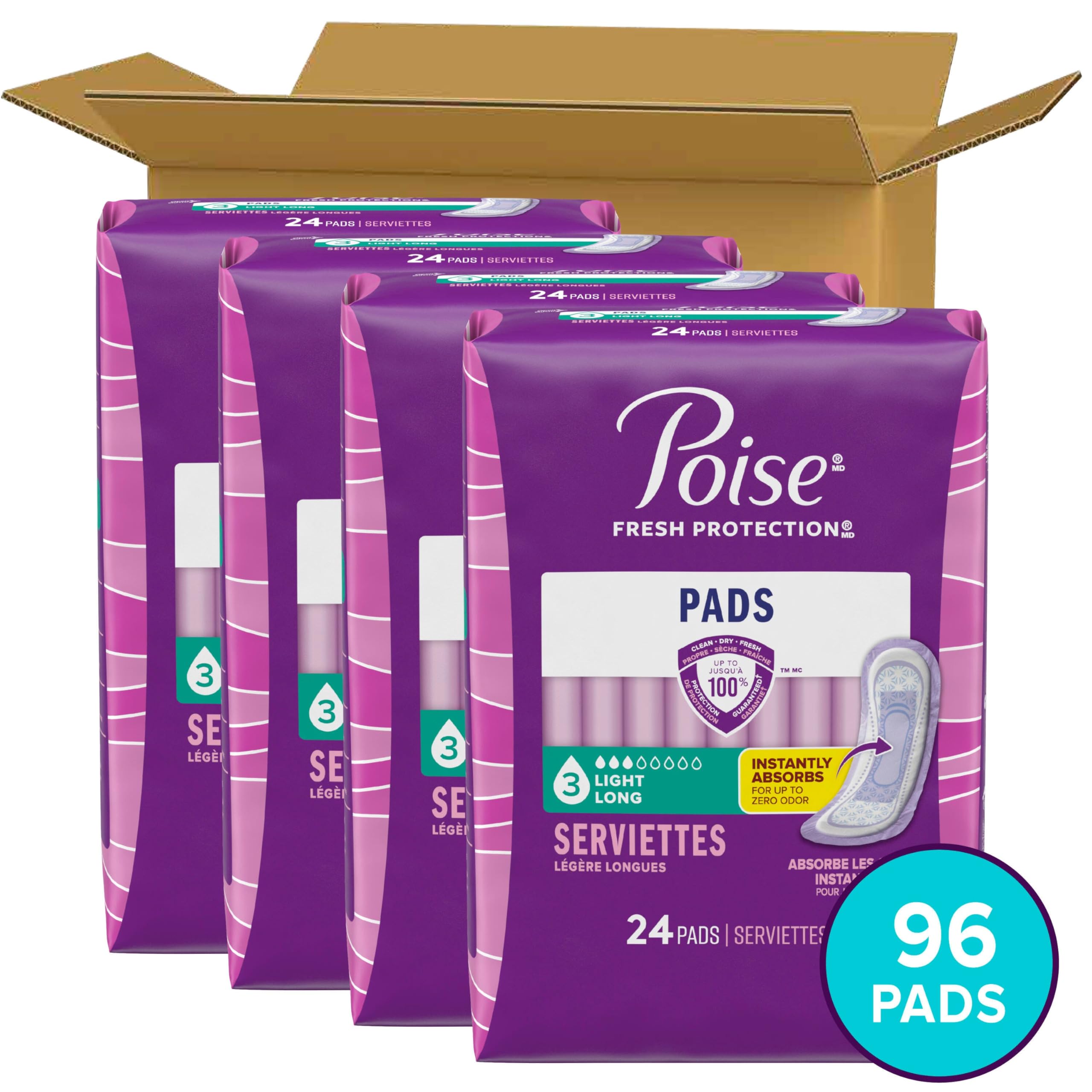 Poise Incontinence Pads & Postpartum Pads - Odor Control

