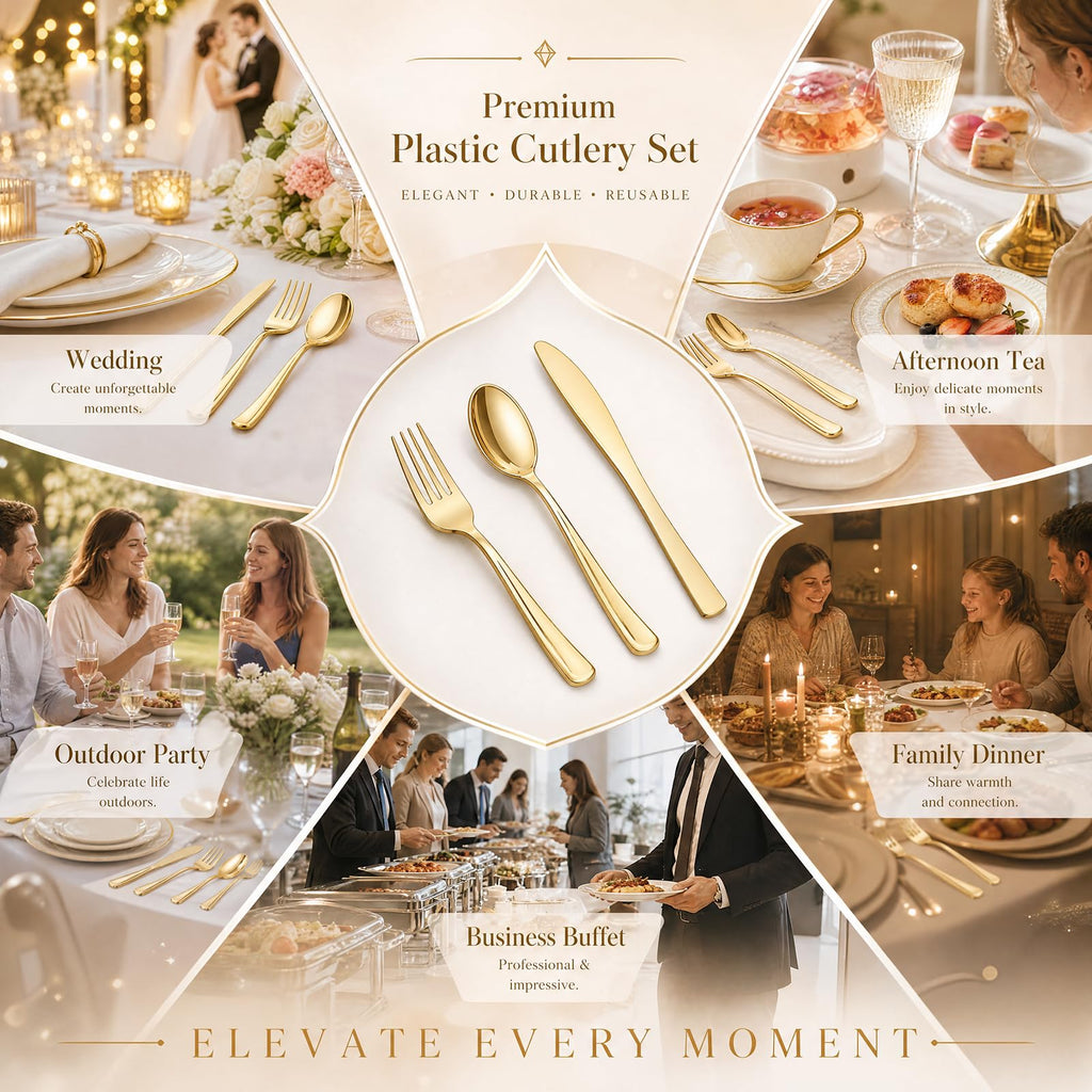 WDF Disposable Plastic Silverware Set | Heavy-Duty Cutlery


