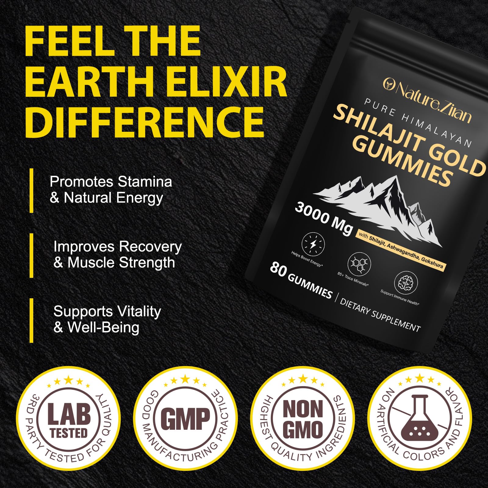 Shilajit Gummies with Ashwagandha & Gokshura - Organic Vegan

