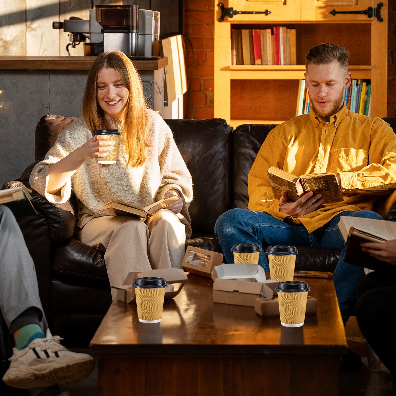 SIUQ Coffee Cups - Insulated Disposable Cups with Lids

