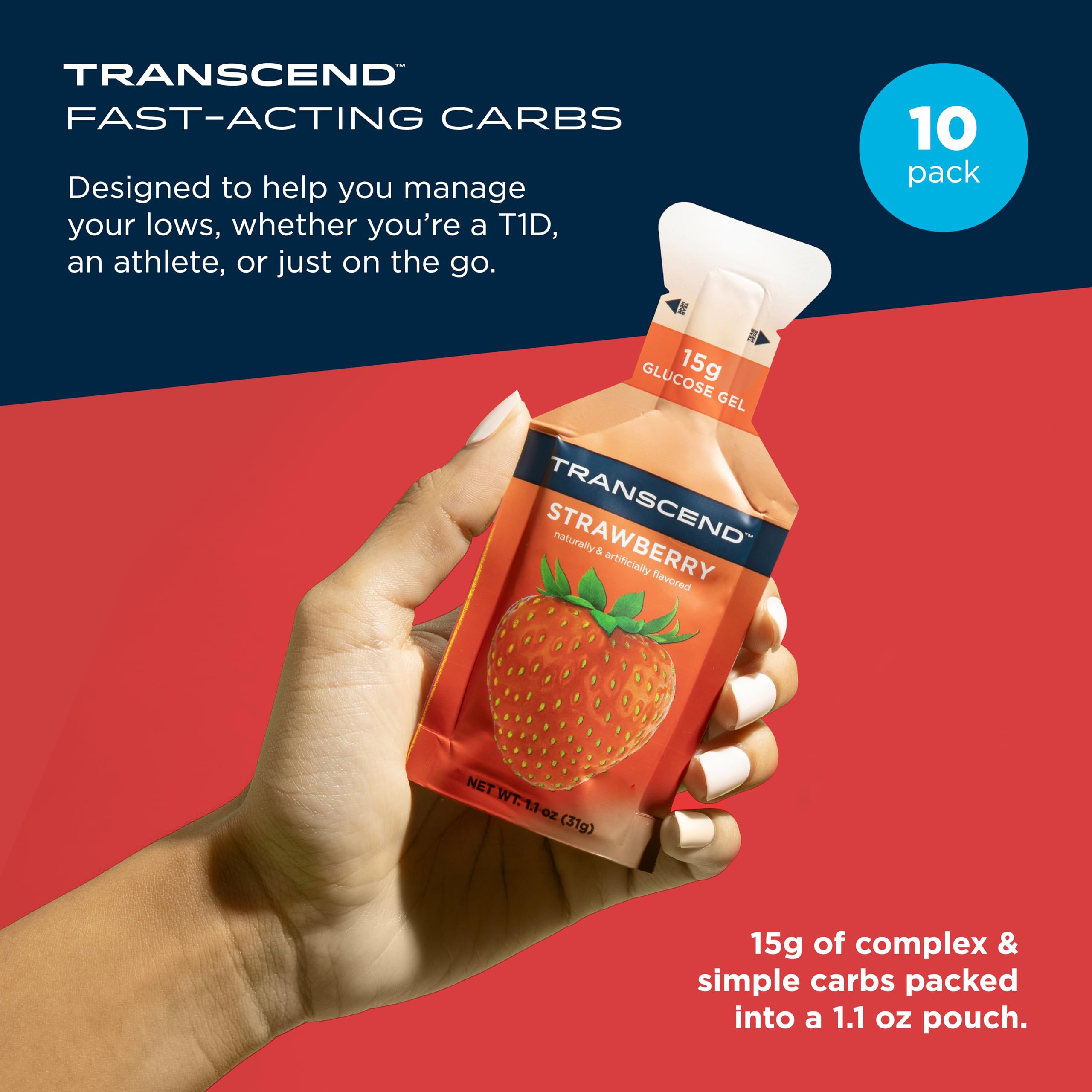 Carb Gel by Transcend Foods - Fast-Acting, Gluten Free

