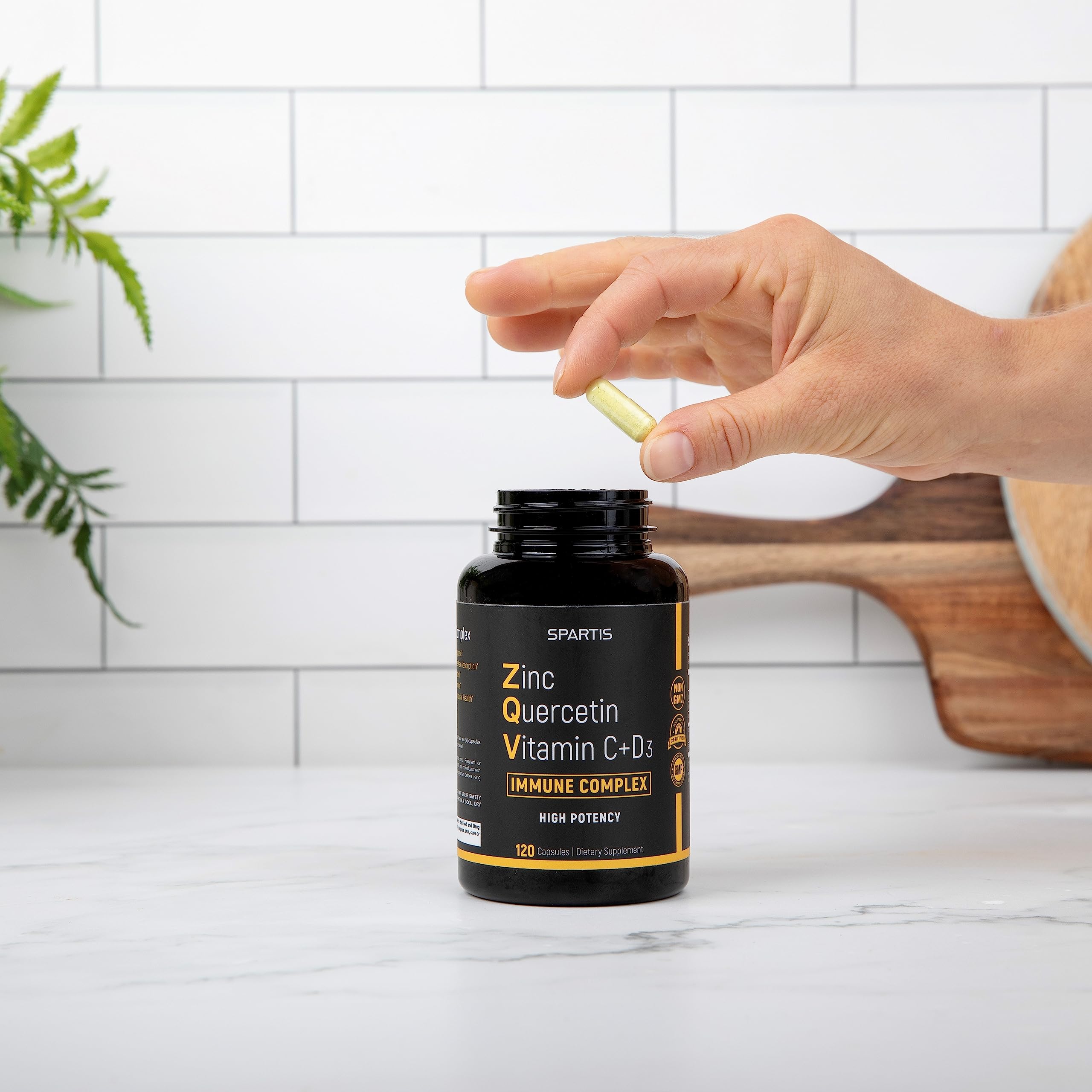 SPARTIS Zinc Quercetin Immune Support with C, D3, Bromelain

