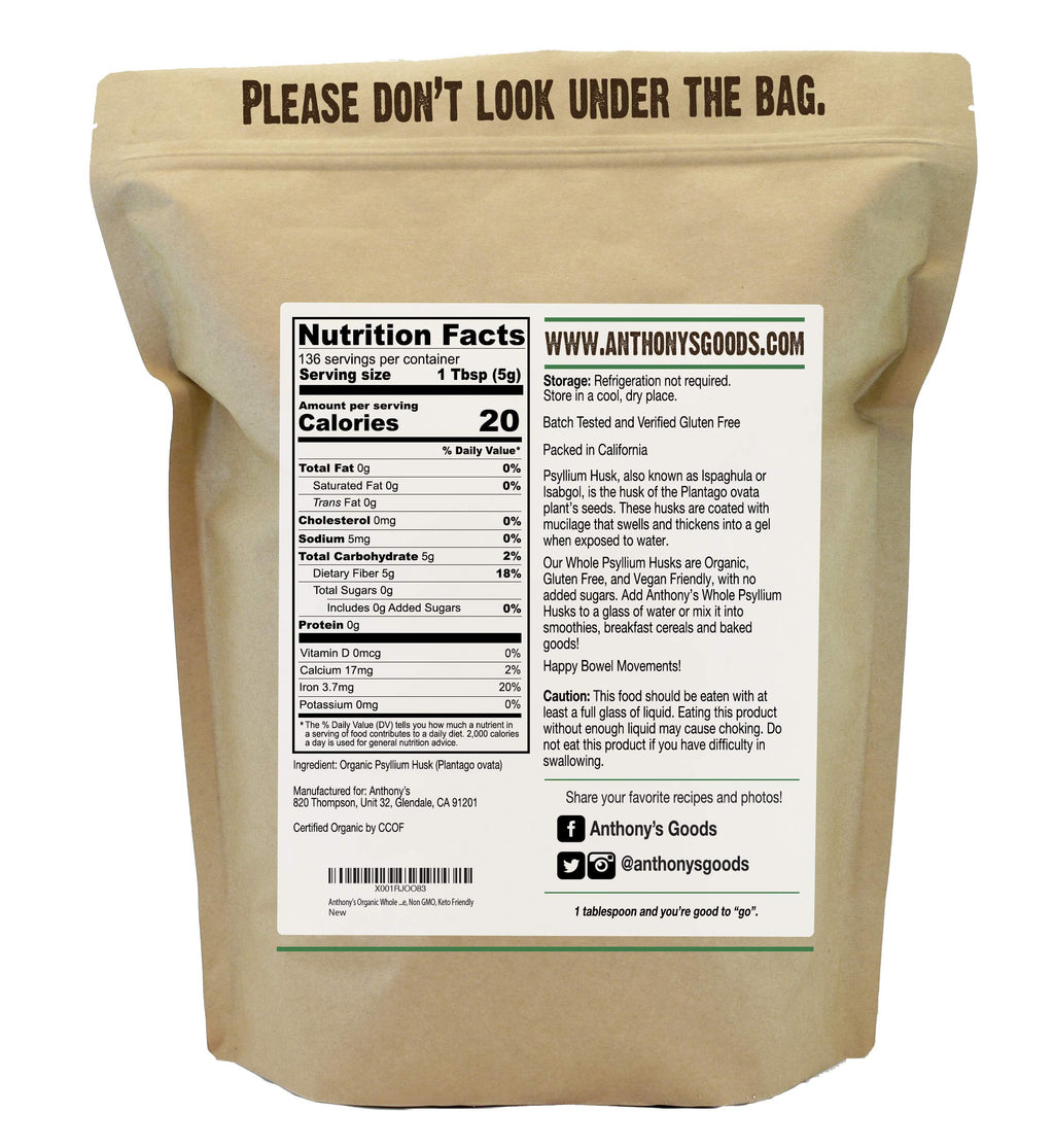 Anthony's Organic Psyllium Husks Dietary Fiber - Gluten Free

