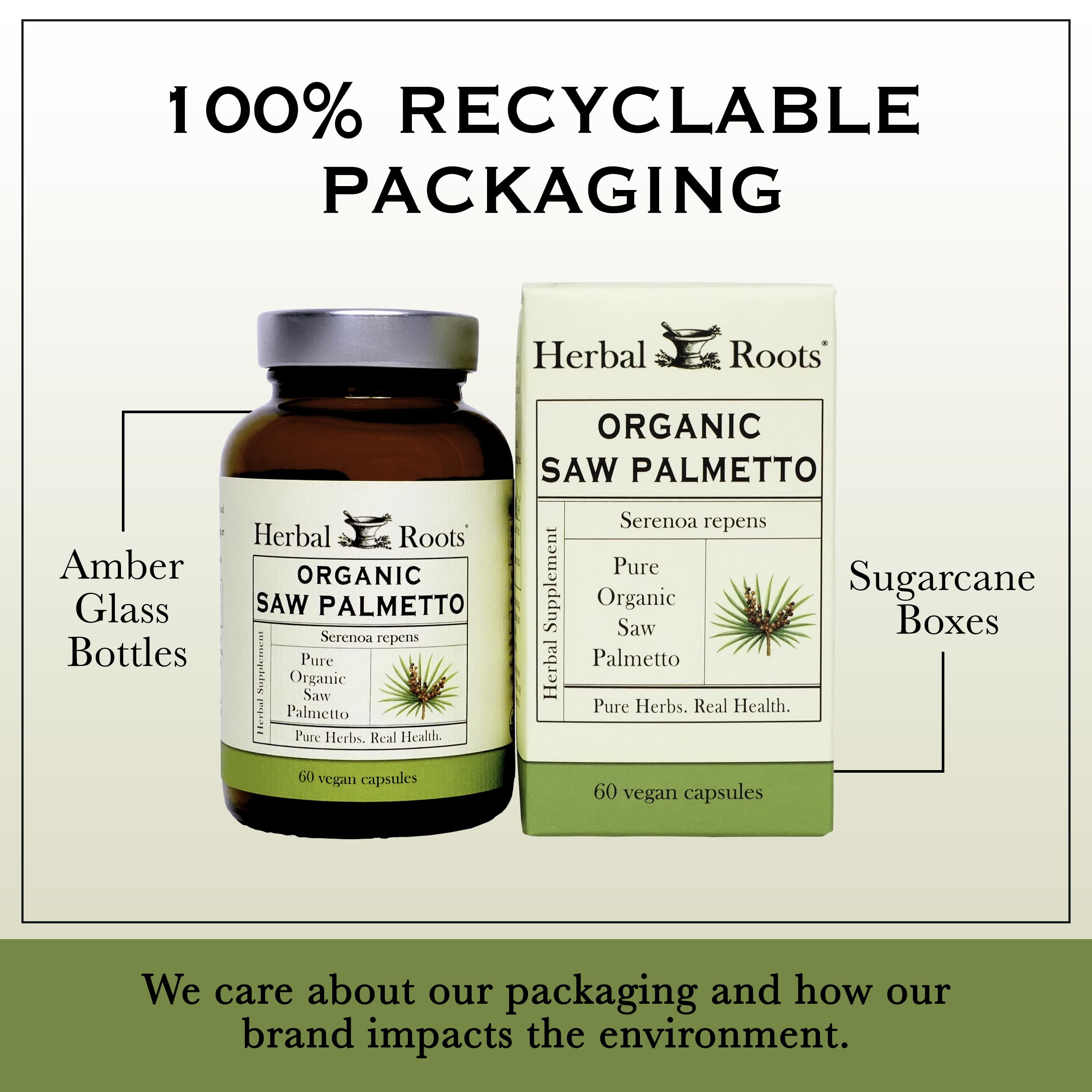Herbal Roots Organic Saw Palmetto Capsules - Vegan

