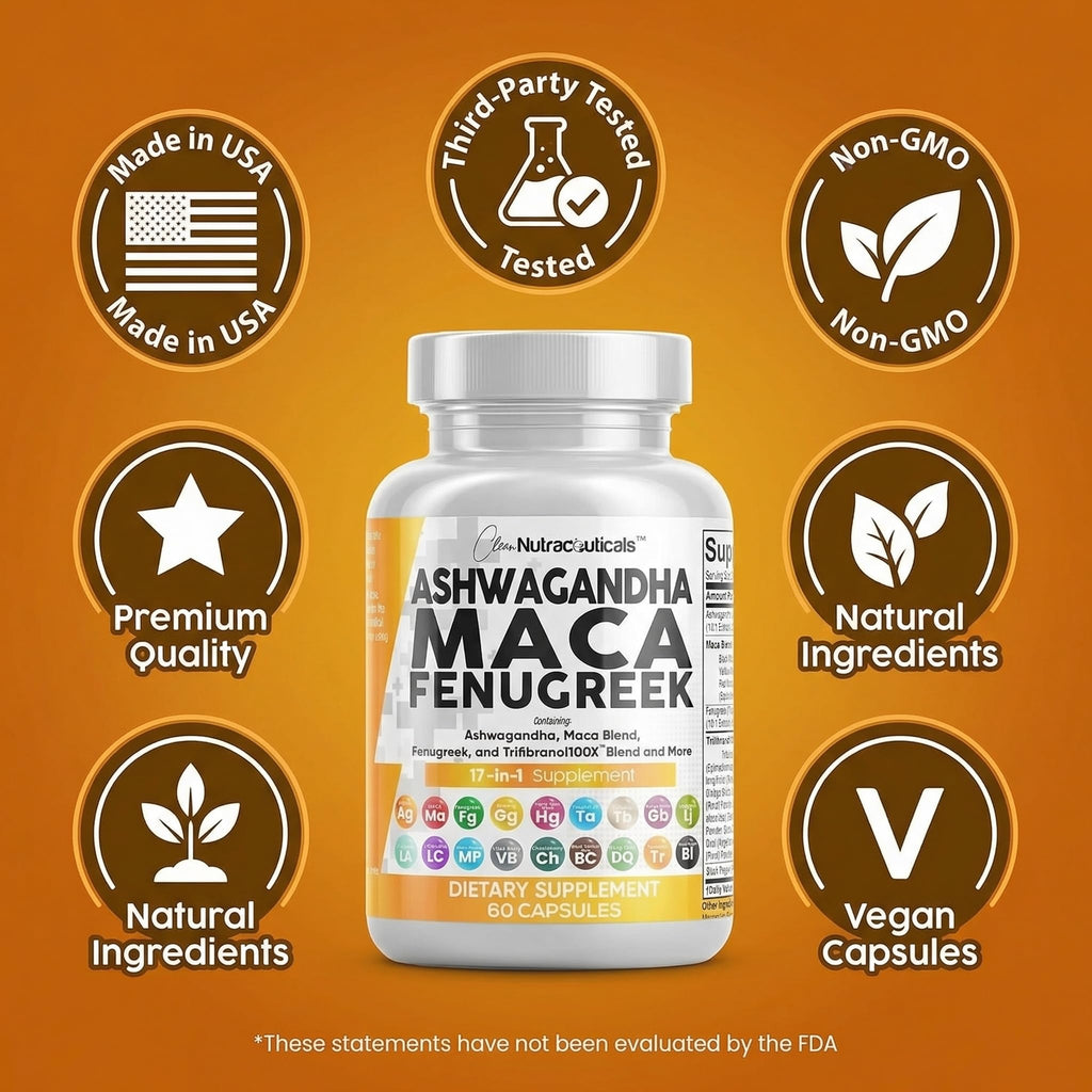 Clean Nutraceuticals Ashwagandha Maca Root Supplement

