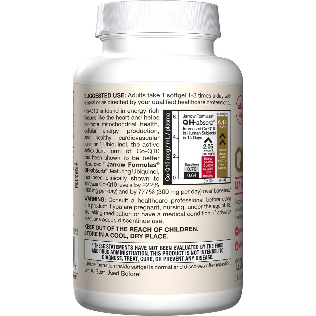 Jarrow QH-Absorb Ubiquinol 100 mg Softgels

