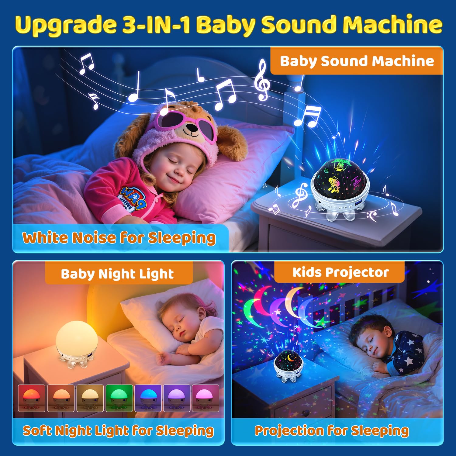 Baby Sleep Sound Machine with Night Light Star Projector


