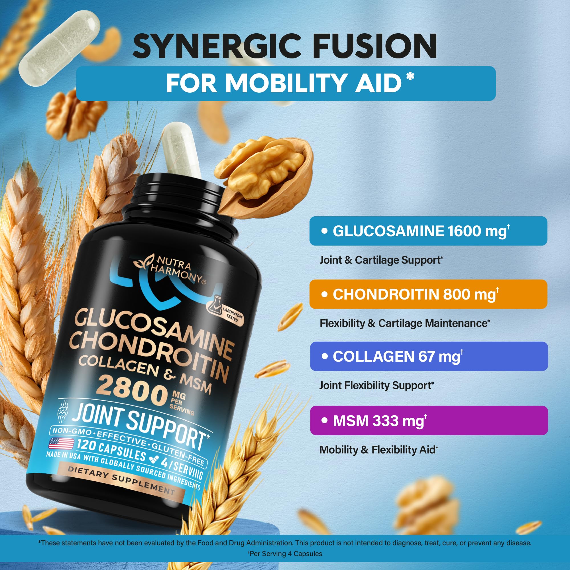 Glucosamine Chondroitin MSM Collagen Joint Support Capsules

