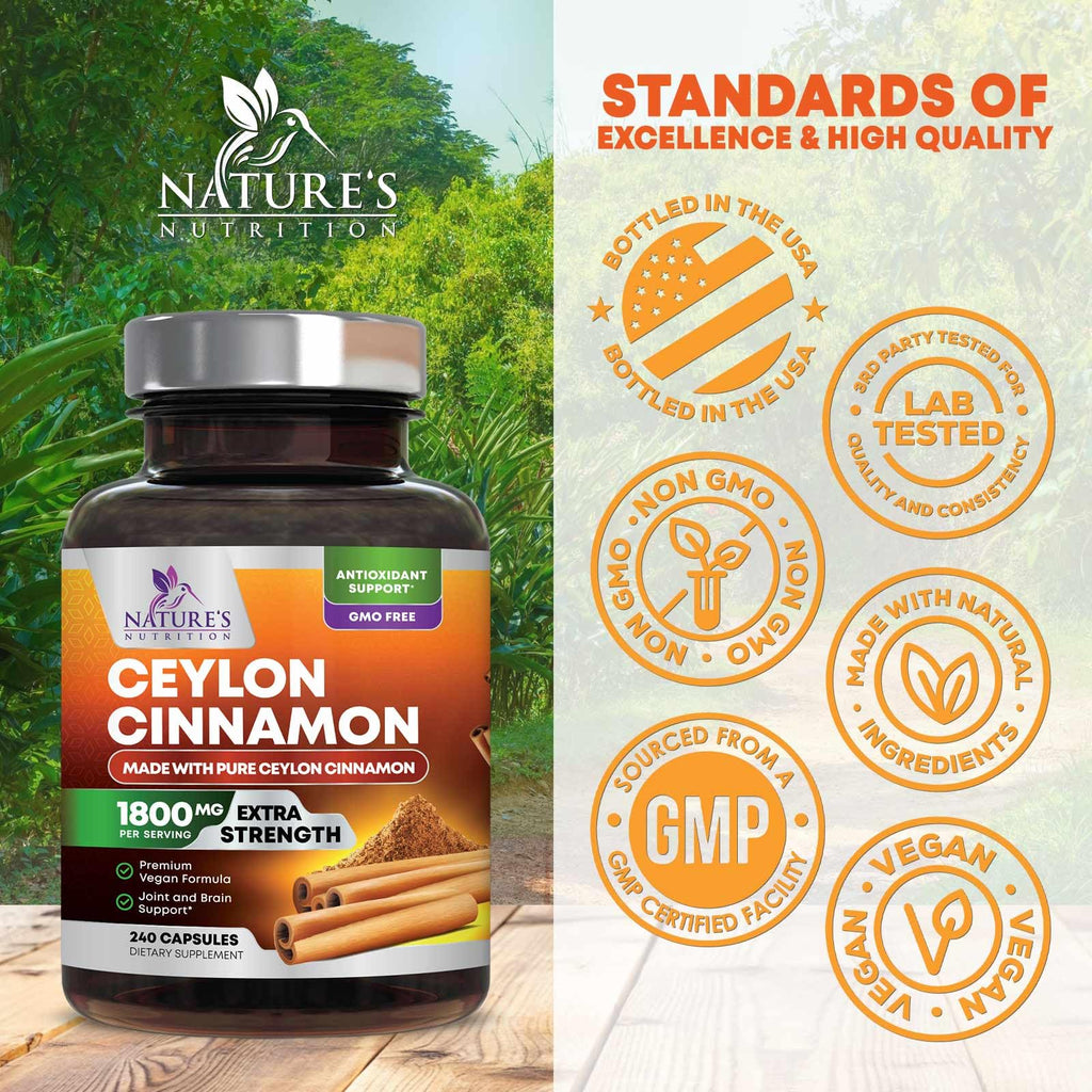 Organic Ceylon Cinnamon Capsules Extra Strength 1800mg


