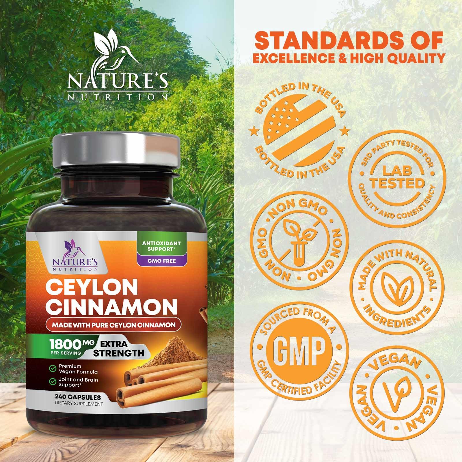 Organic Ceylon Cinnamon Capsules Extra Strength 1800mg

