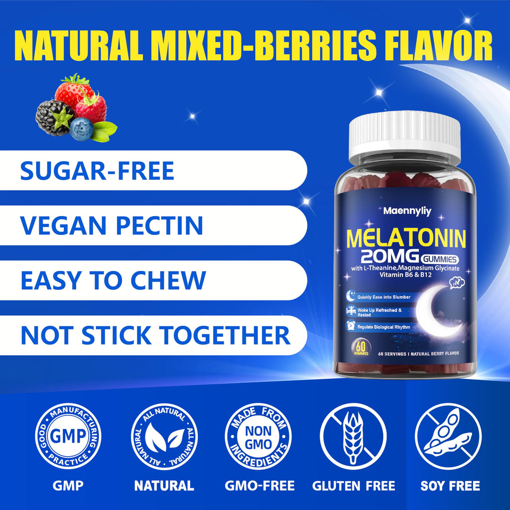 Maennyliy Melatonin Gummies for Adults - 20mg, Sugar Free

