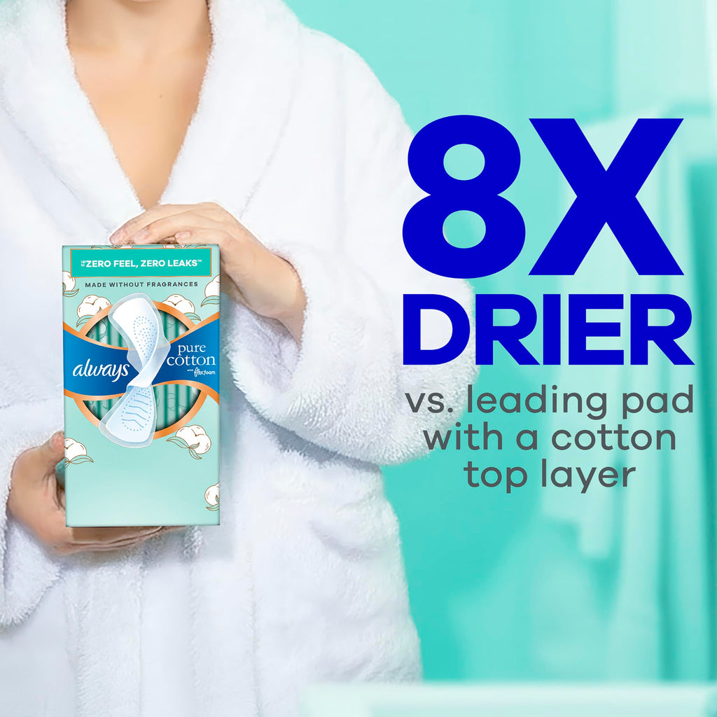 Pads Always Pure Cotton FlexFoam Unscented with Wings

