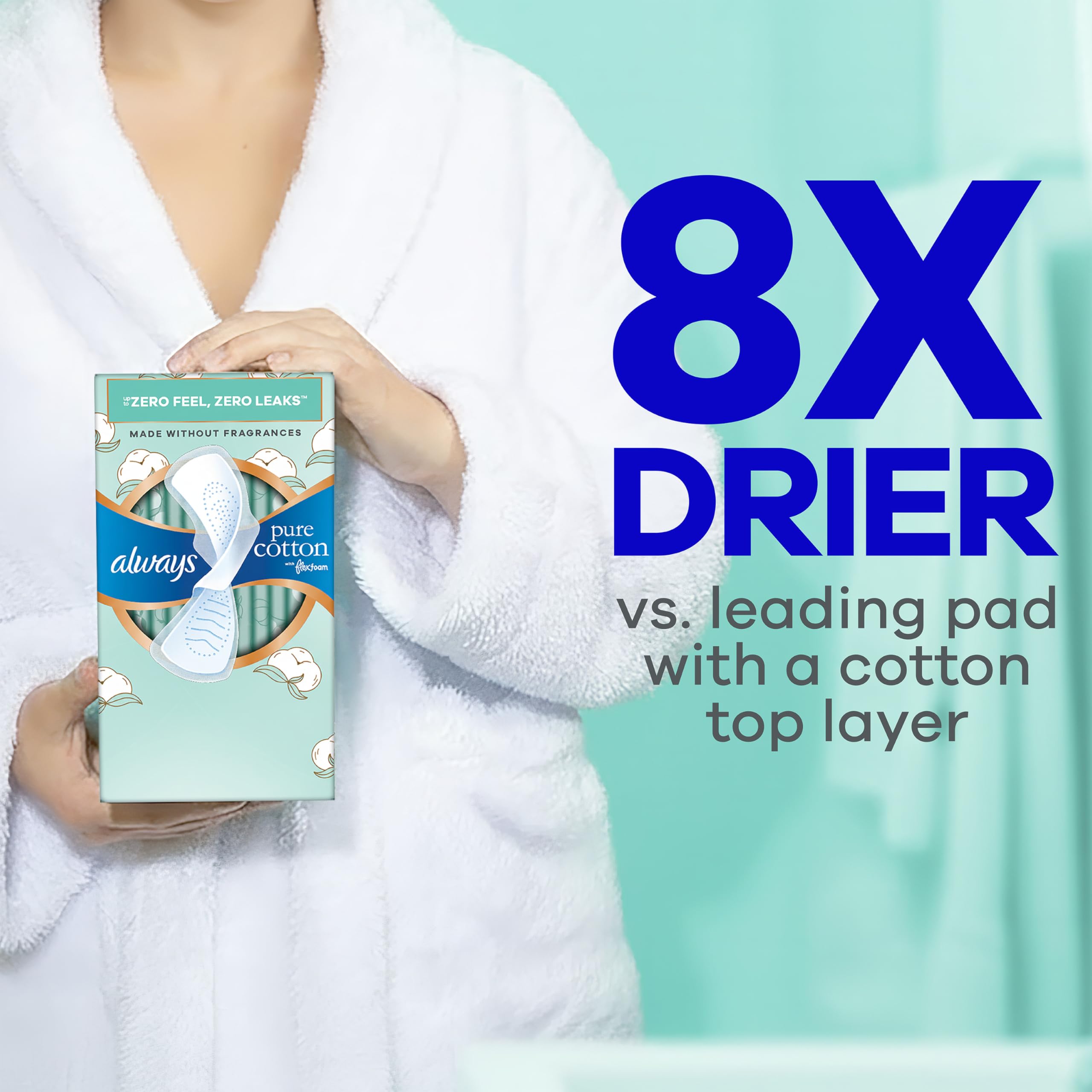 Pads Always Pure Cotton FlexFoam Unscented with Wings

