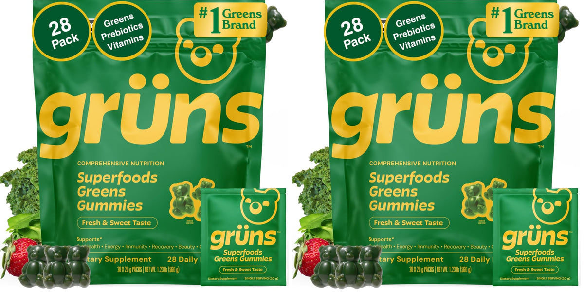Grüns Adult Greens Gummies Multivitamin with Prebiotic Fiber