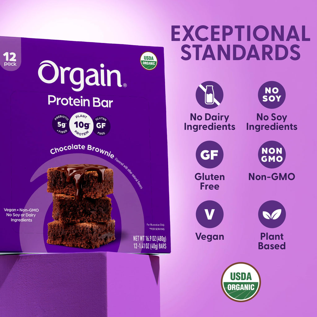 Orgain Organic Plant-Based Protein Bars | Dairy-Free Gluten-Free

