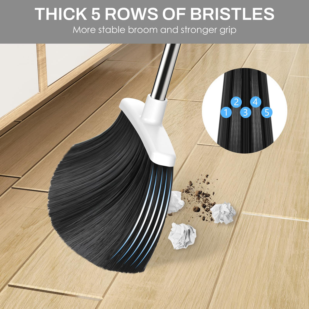 Broom and Dustpan Set with Adjustable Handle for Home Cleaning

