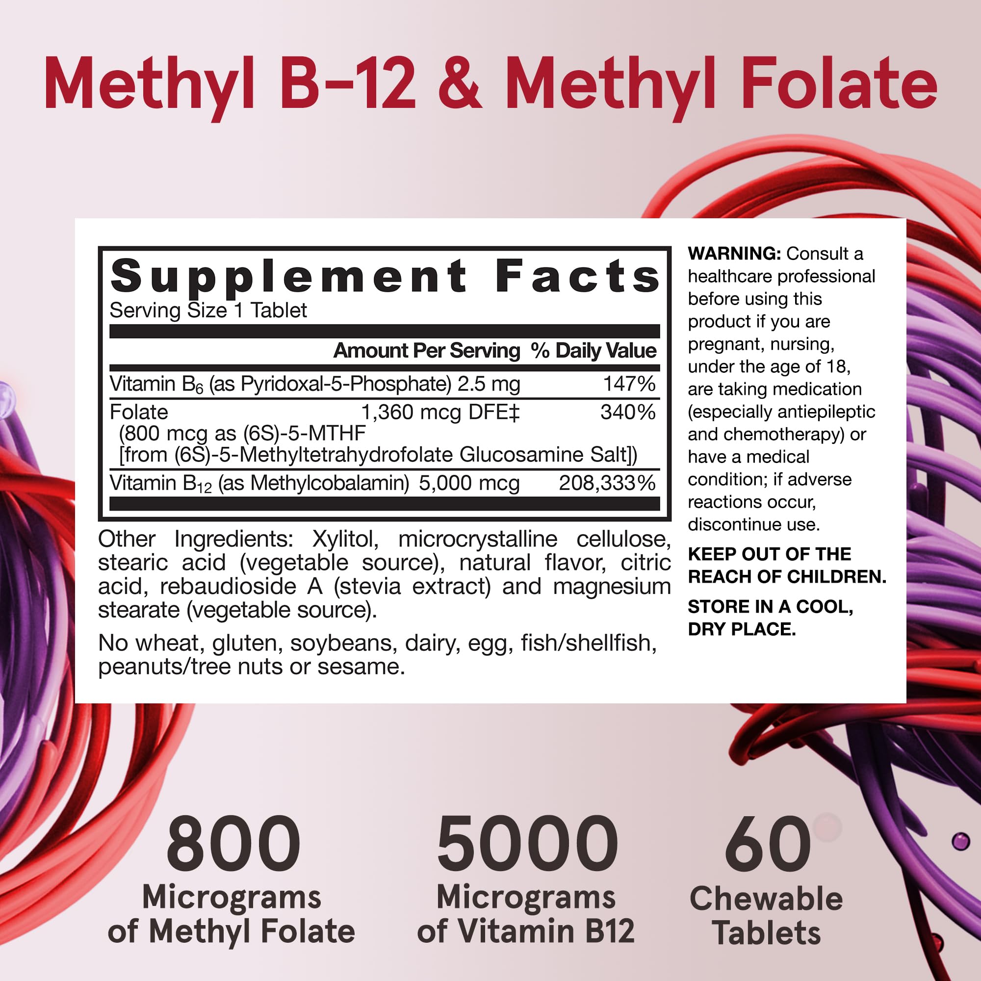 Jarrow Formulas Methyl B-12 & Folate Vitamin B9 & B12

