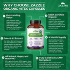 Zazzee USDA Organic Vitex Extract for Hormonal Balance

