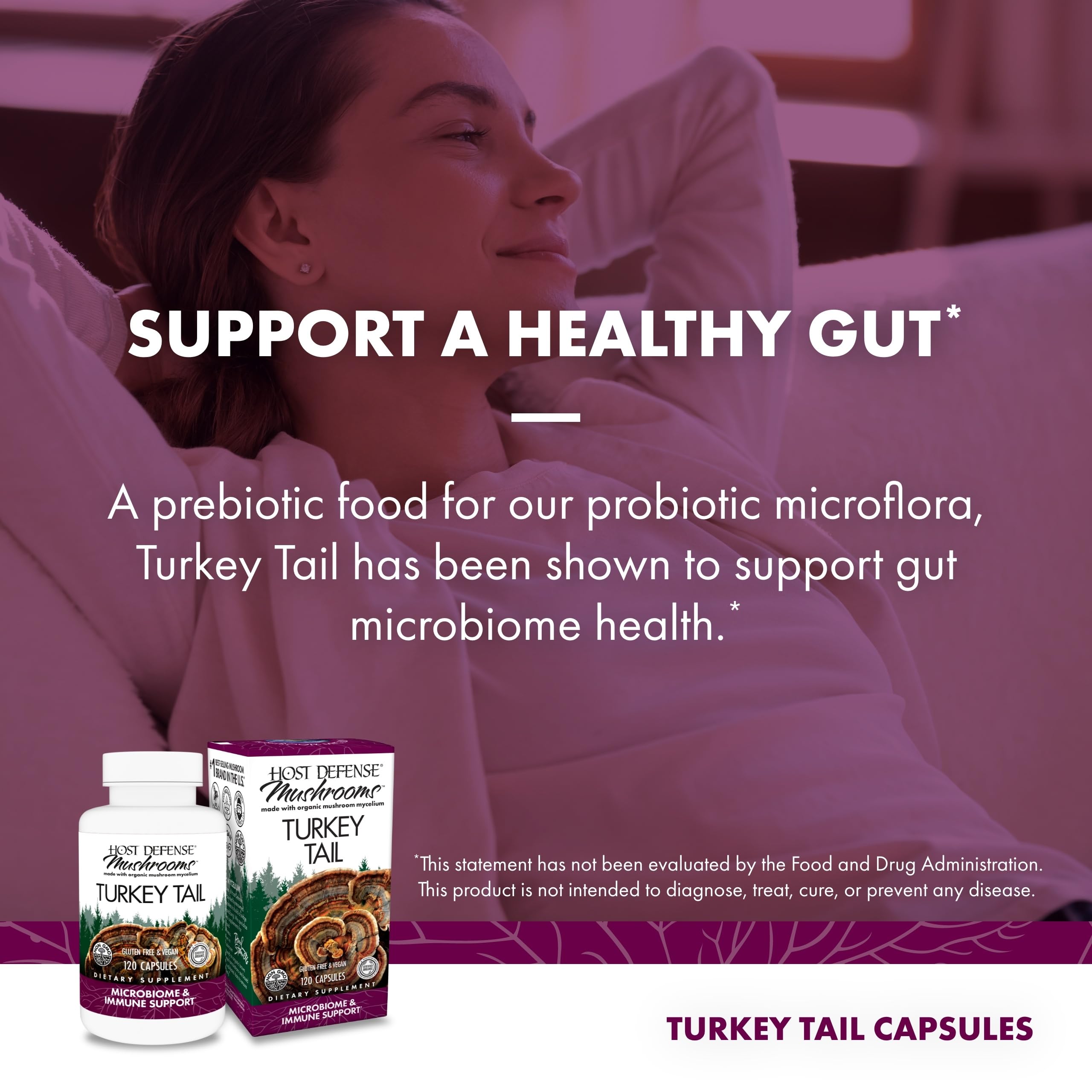 Host Defense Turkey Tail Capsules Digestive Health

