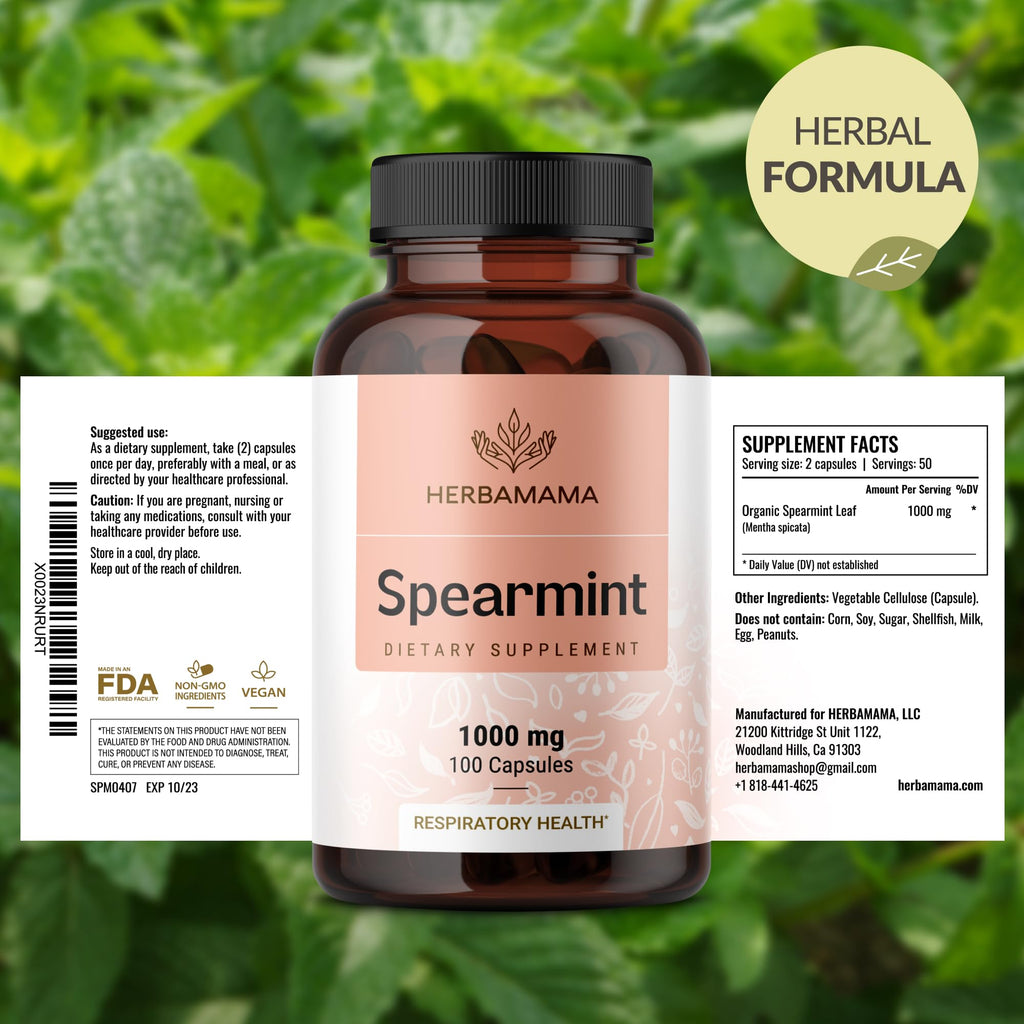 Herbamama Spearmint Capsules for Digestive Health

