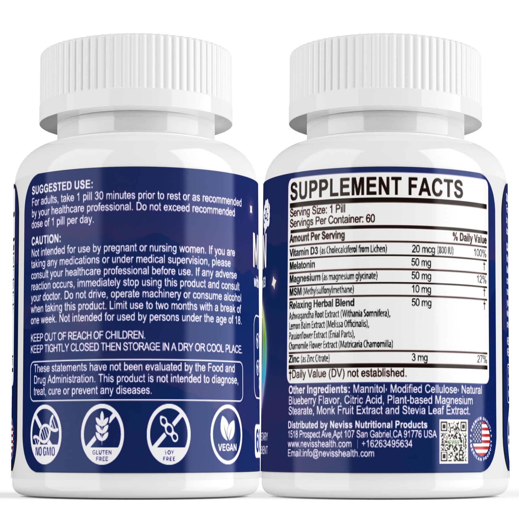 NEVISS Melatonin 50 mg 9-in-1 Fast-Dissolve Sublingual

