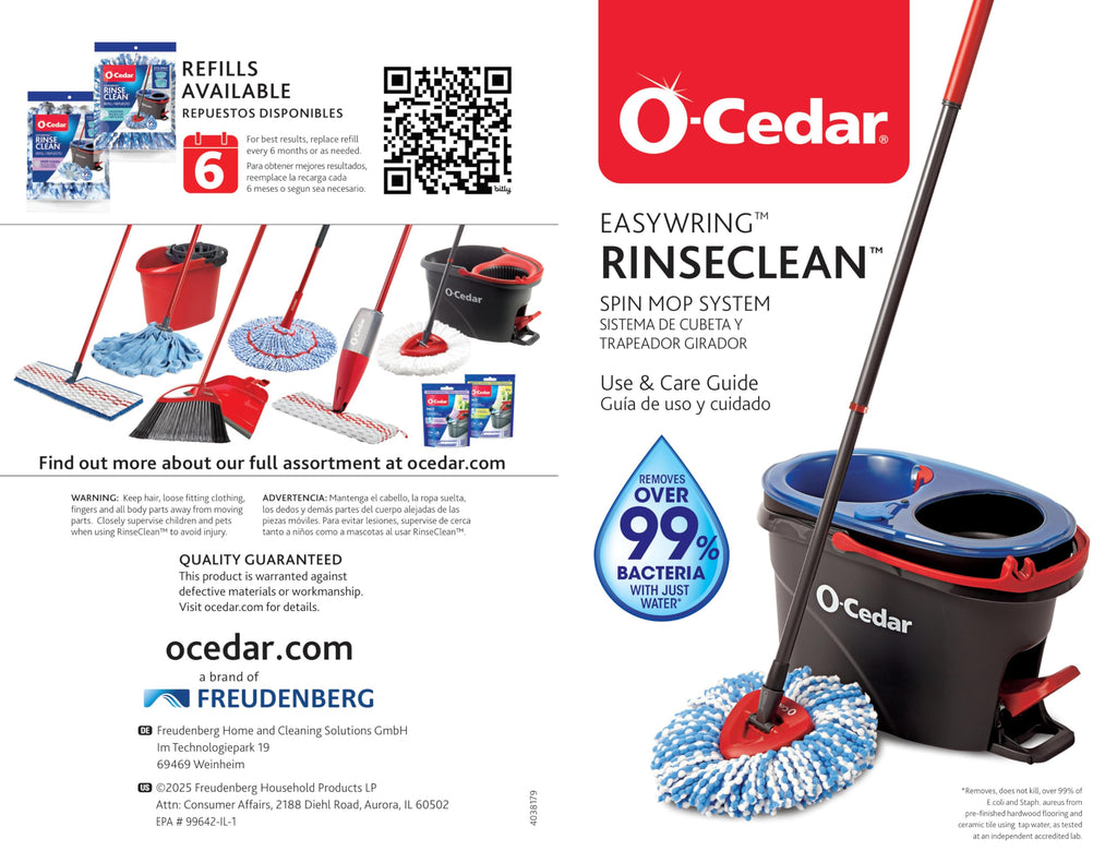 O-Cedar RinseClean Spin Mop & Bucket System | Clean Water Floors

