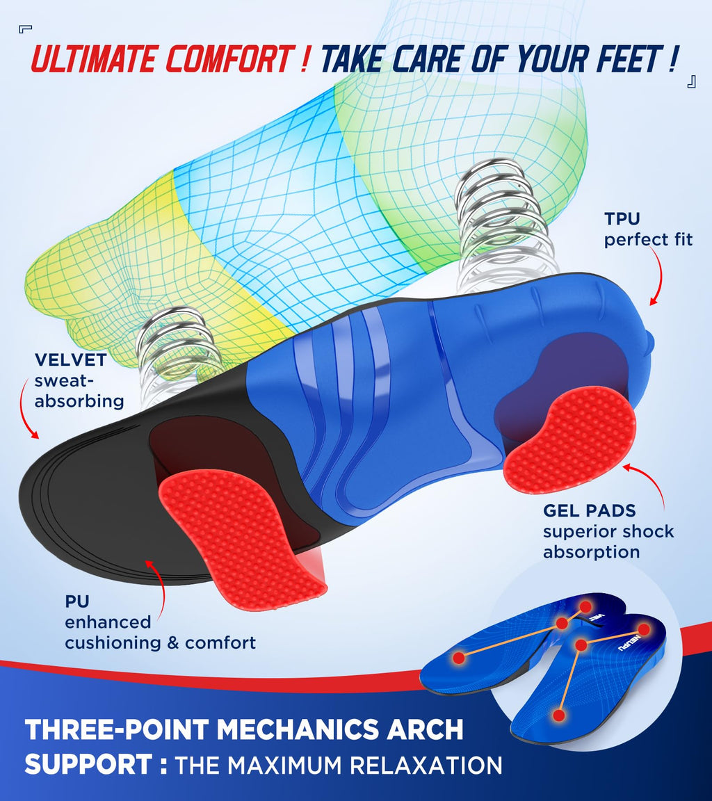 NEUPU High Arch Support Orthotic Insoles | Pain Relief


