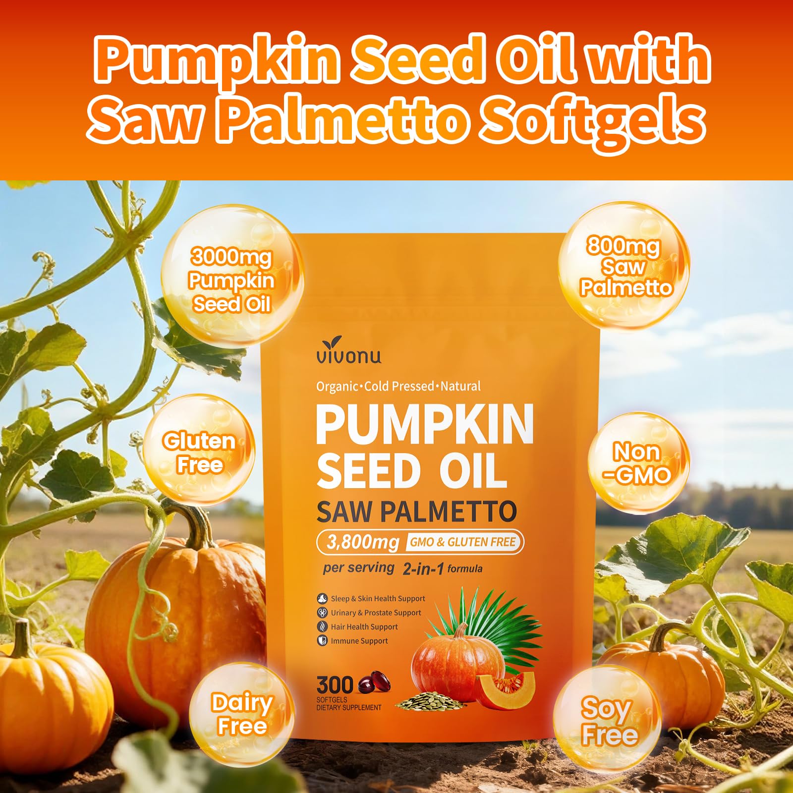 VivoNu Pumpkin Seed Oil with Saw Palmetto for Prostate

